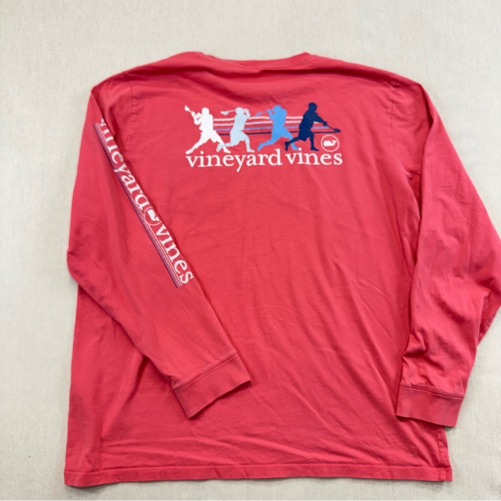 Vineyard Vines Men T-Shirt XL Coral Logo Cricket Long Sleeve Pocket Tee